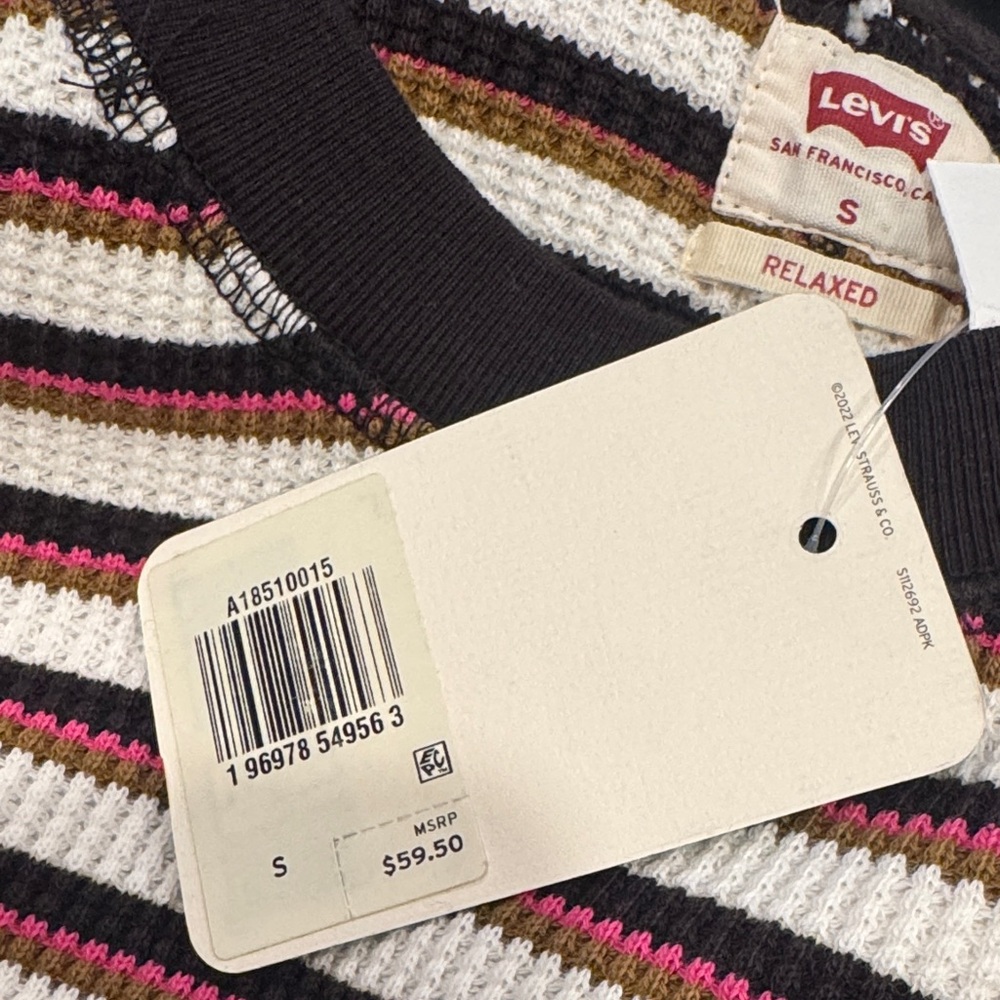 Levi's multicolor Striped Long Sleeve waffle knit Shirt - Picture 4 of 6